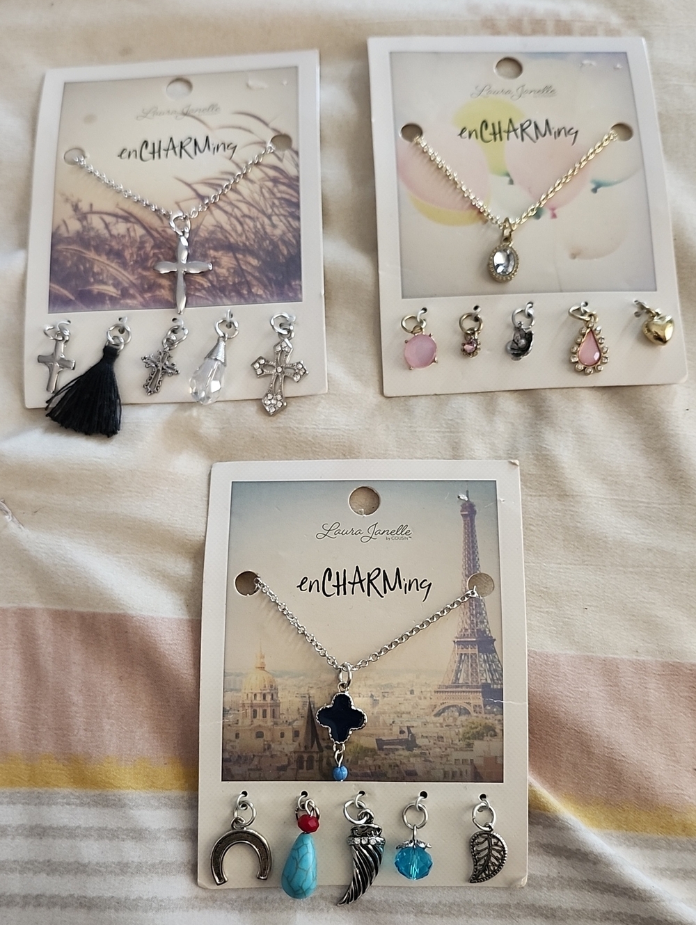 3 Sets Of Charm Necklaces with Extra Charms